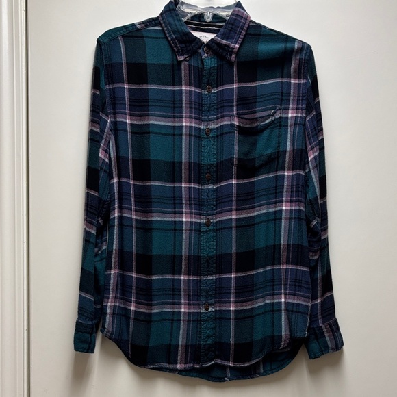Weatherproof Tops - Women Plaid Shirt - Blue and Green